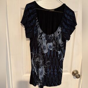 Vanilla Sugar Black and Blue Floral Blouse